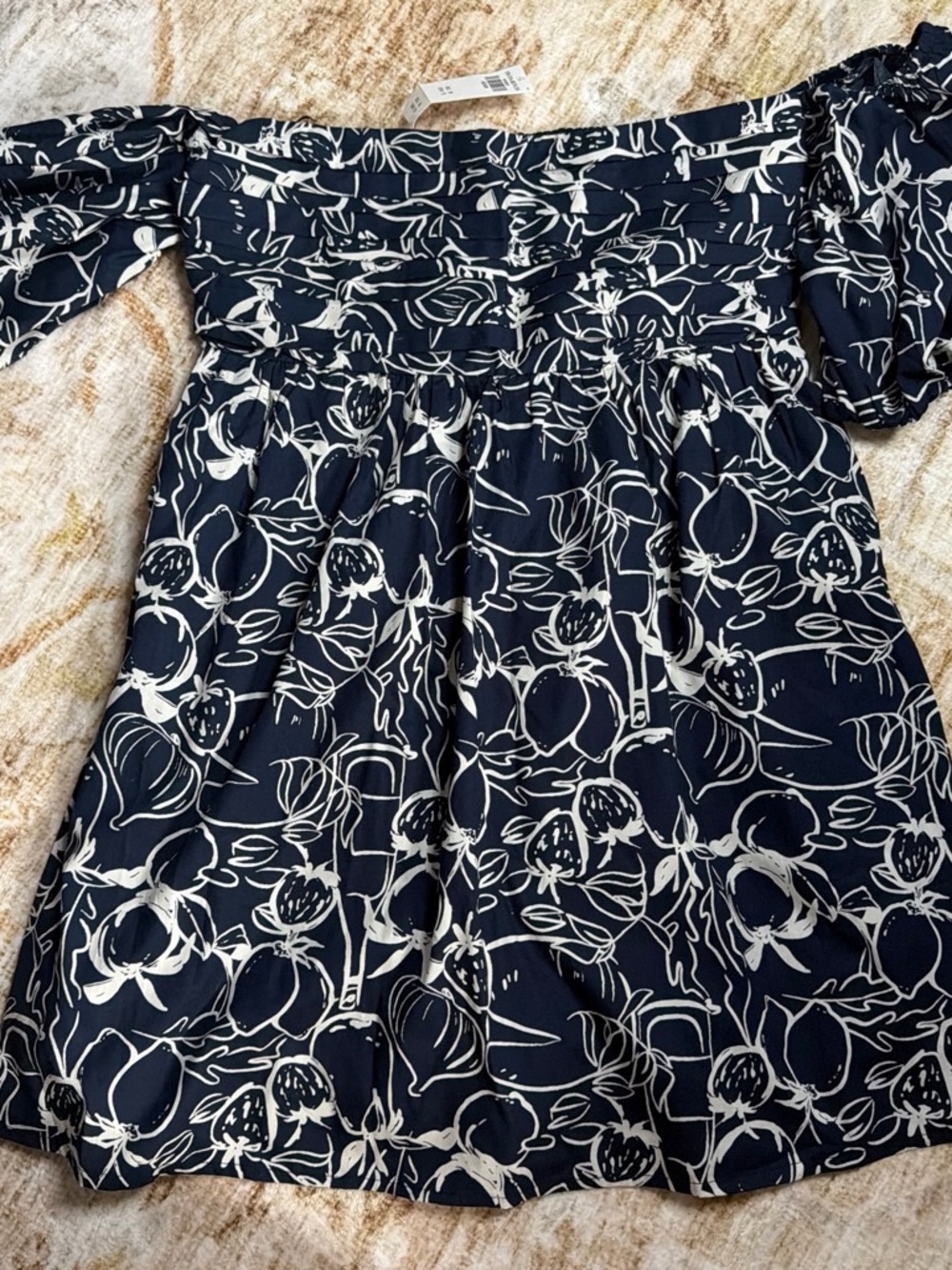 Abercrombie & Fitch Navy and White Off-Shoulder Mini Dress